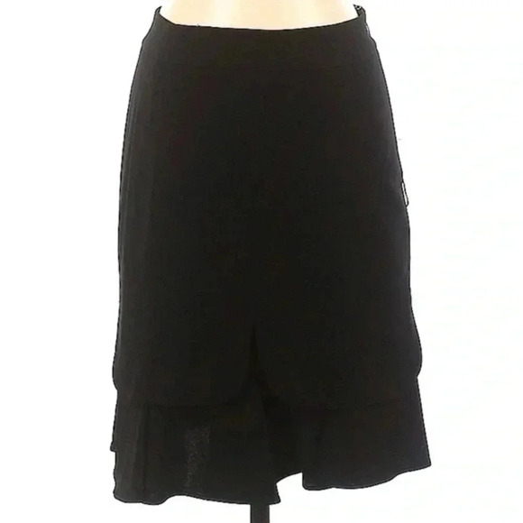 Etcetera Black Witty Tiered Ruffle Hem A-Line Skirt Size 00 NWT MSRP $275 - Picture 1 of 6